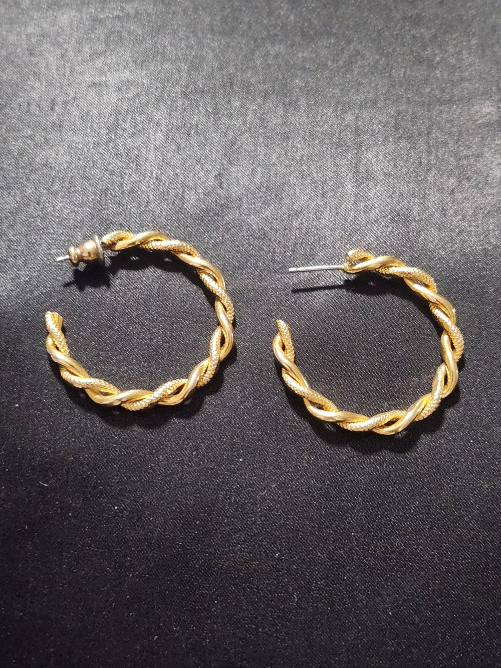 Gold Plated Twisted Hoop Earrings - Women Jewelry